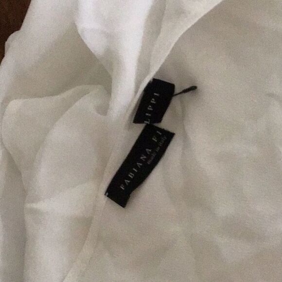 🎀Fabiana Filippi xs White Flowy Asymmetric Hem Top with Sequin Inlay ✨ - Picture 6 of 8